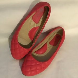 Red quilted flats
